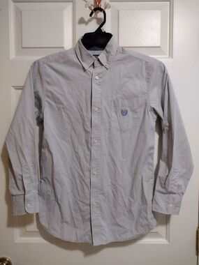Chaps Light Gray Boy's Large 14/16 Button-Down Long Sleeve Shirt